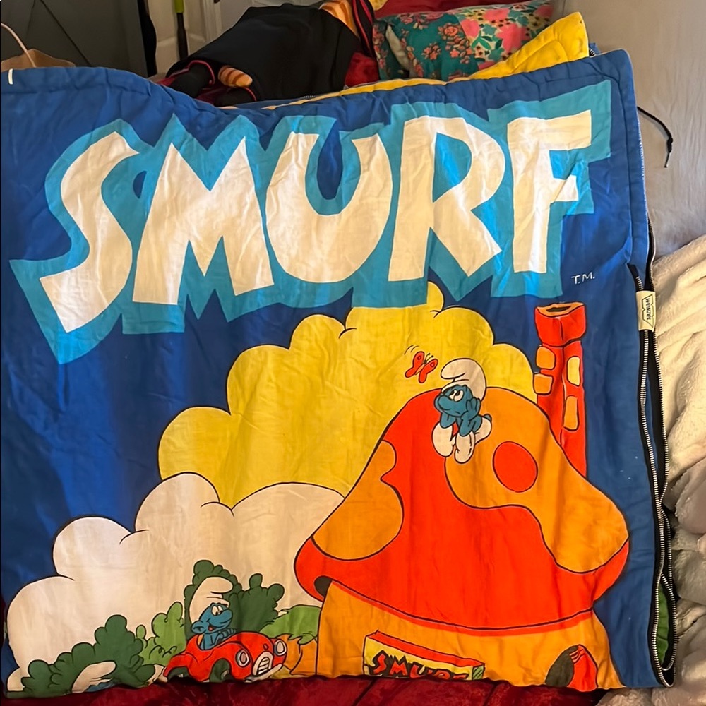 Colorful Smurf Village Sleeping Bag
